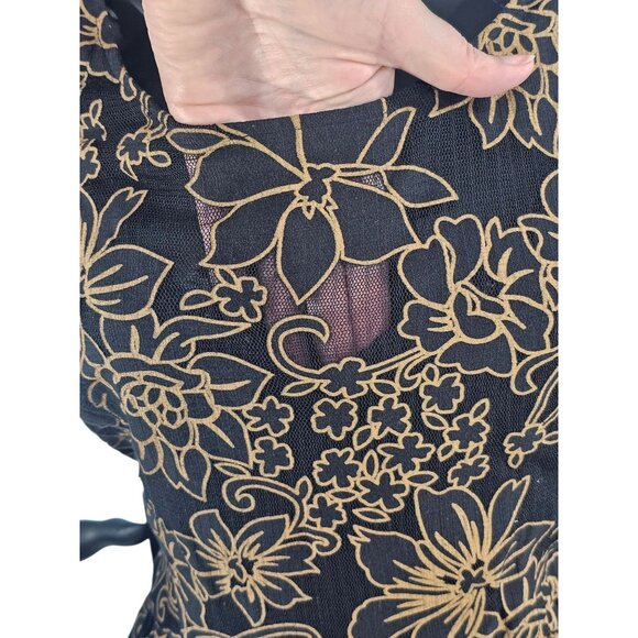 Black and Gold Floral Shimmer Cocktail Dress / Party Dress - Plenty Dresses by T - Picture 5 of 13